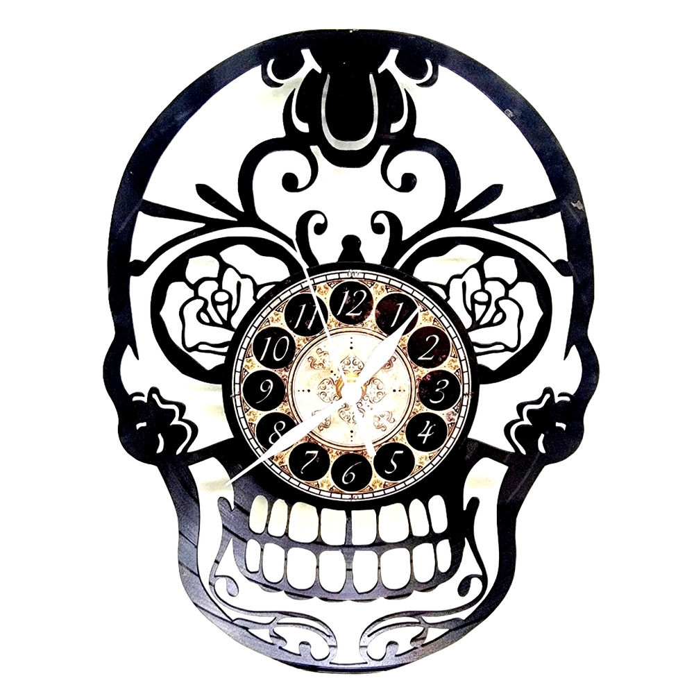 SUGAR SKULL vinyl record clock